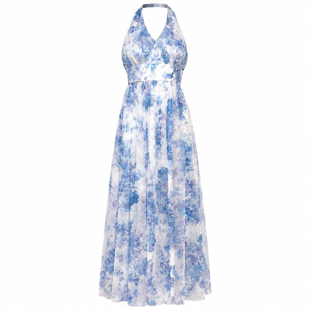 Princesscore Fairycore Halter Maxi Dress Women Small Ethereal Glitter Floral
